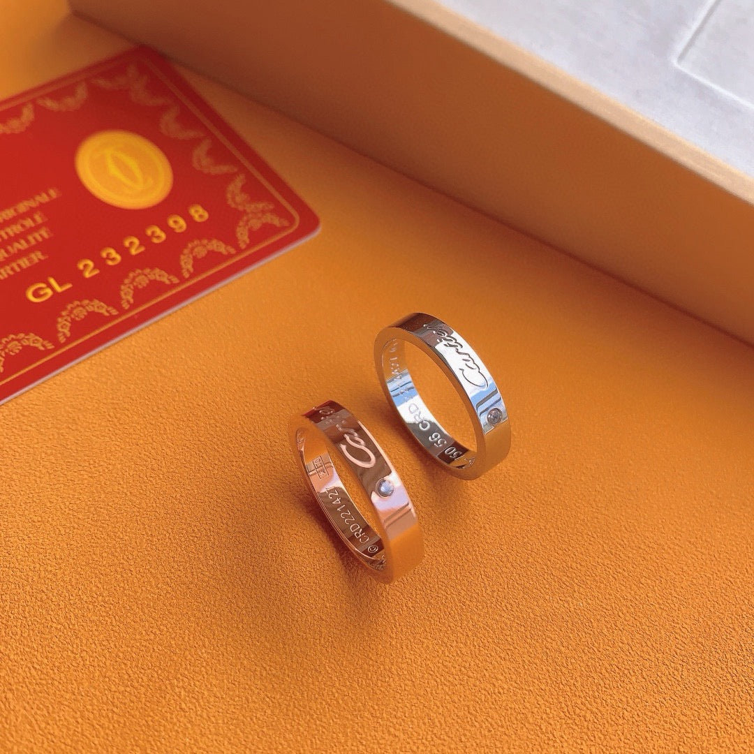 ¡®SpriteJewelry¡¯Signature Single‑Diamond Couple Band Rings
