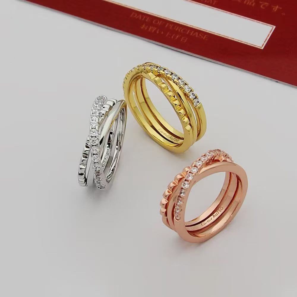 ¡®SpriteJewelry¡¯Interlocking Three‑Band Half‑Diamond Ring
