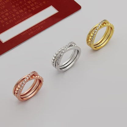 ¡®SpriteJewelry¡¯Interlocking Three‑Band Half‑Diamond Ring
