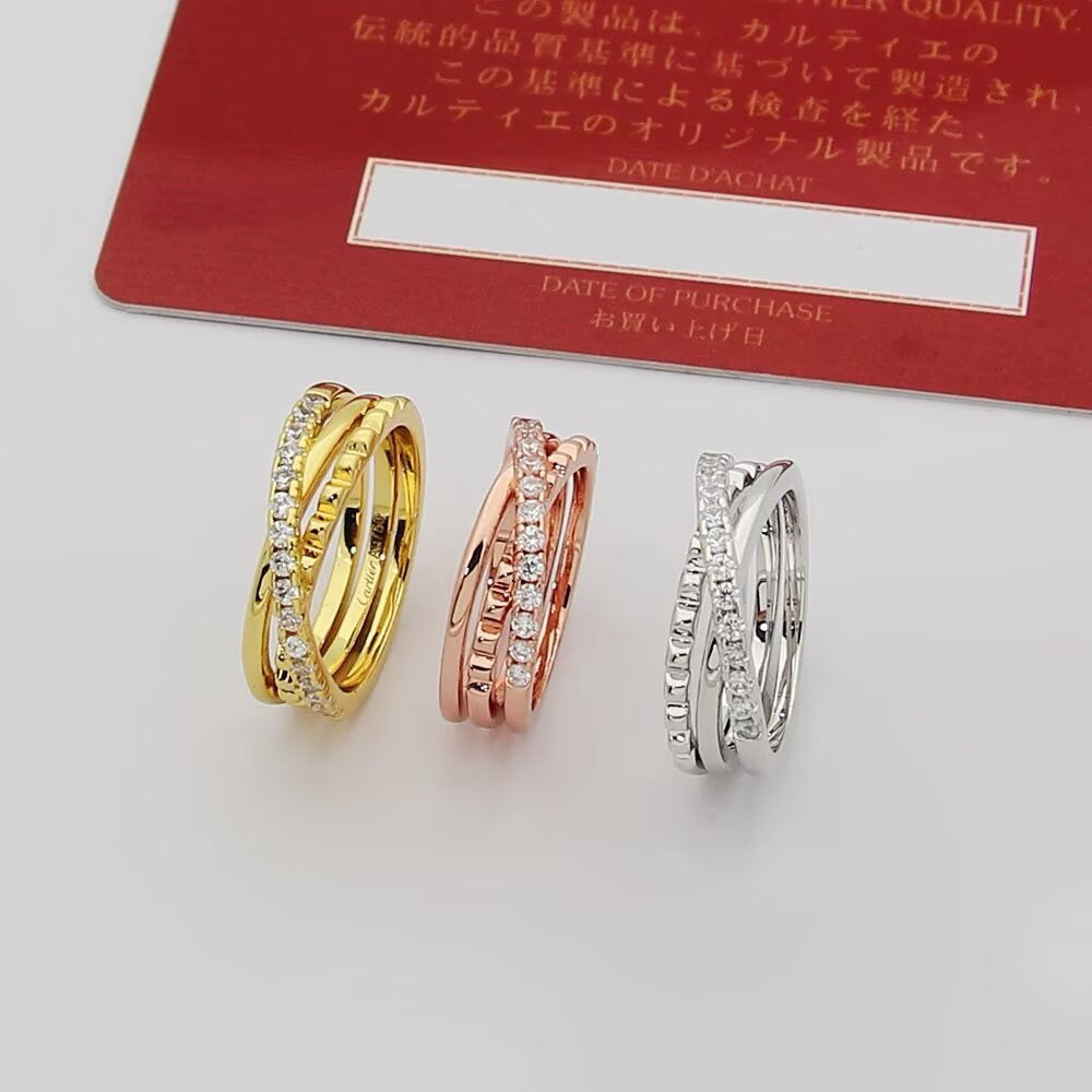 ¡®SpriteJewelry¡¯Interlocking Three‑Band Half‑Diamond Ring