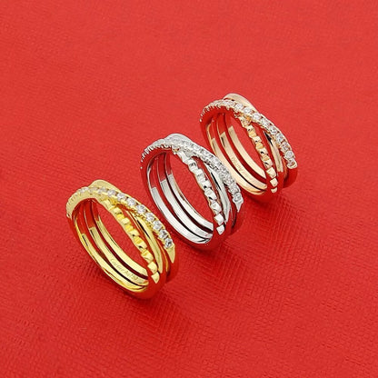 ¡®SpriteJewelry¡¯Interlocking Three‑Band Half‑Diamond Ring