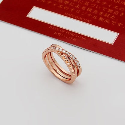 ¡®SpriteJewelry¡¯Interlocking Three‑Band Half‑Diamond Ring
