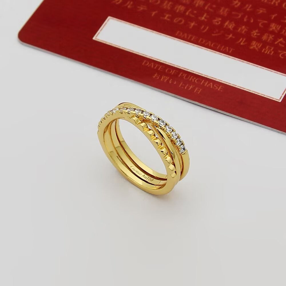 ¡®SpriteJewelry¡¯Interlocking Three‑Band Half‑Diamond Ring