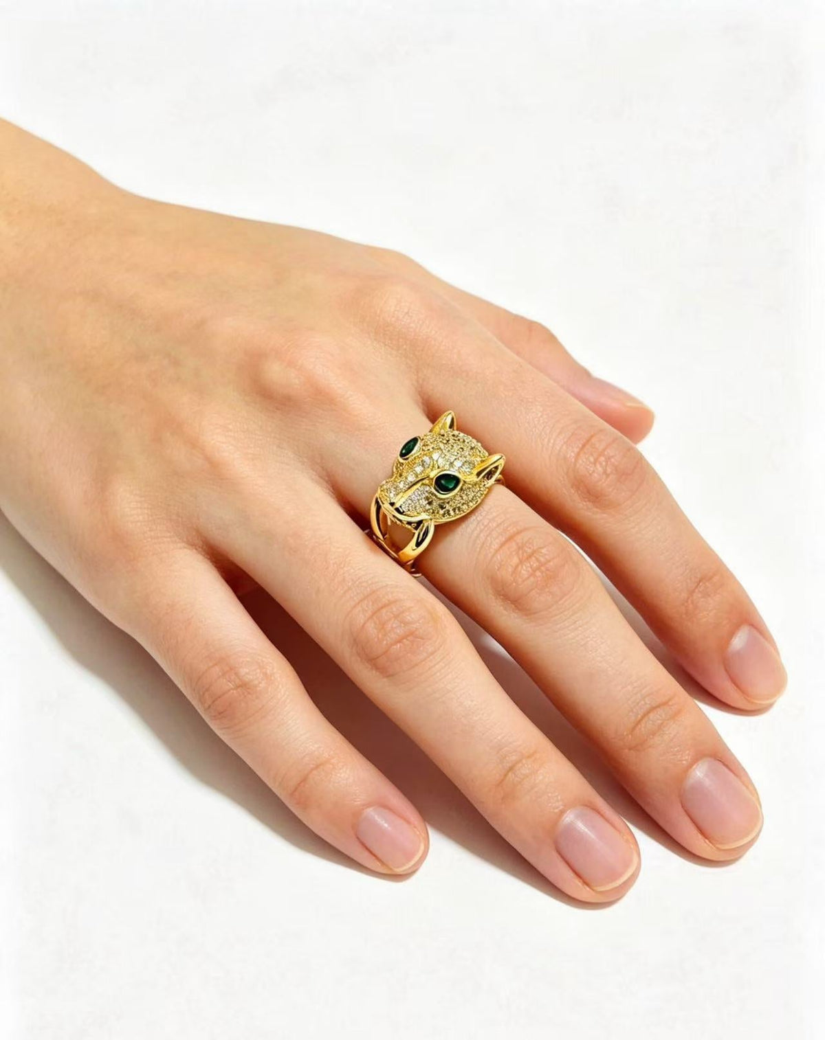 ¡®SpriteJewelry¡¯  Single Panther‑Head Full‑Pavé Diamond Ring