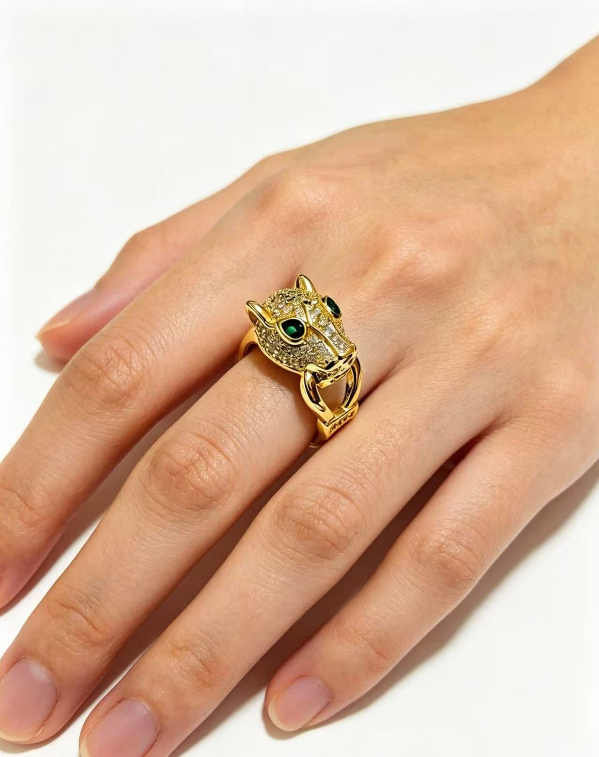 ¡®SpriteJewelry¡¯  Single Panther‑Head Full‑Pavé Diamond Ring
