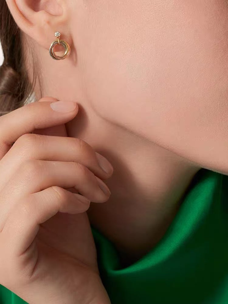 ¡®SpriteJewelry¡¯Interlocking Three‑Band Diamond Drop Earrings