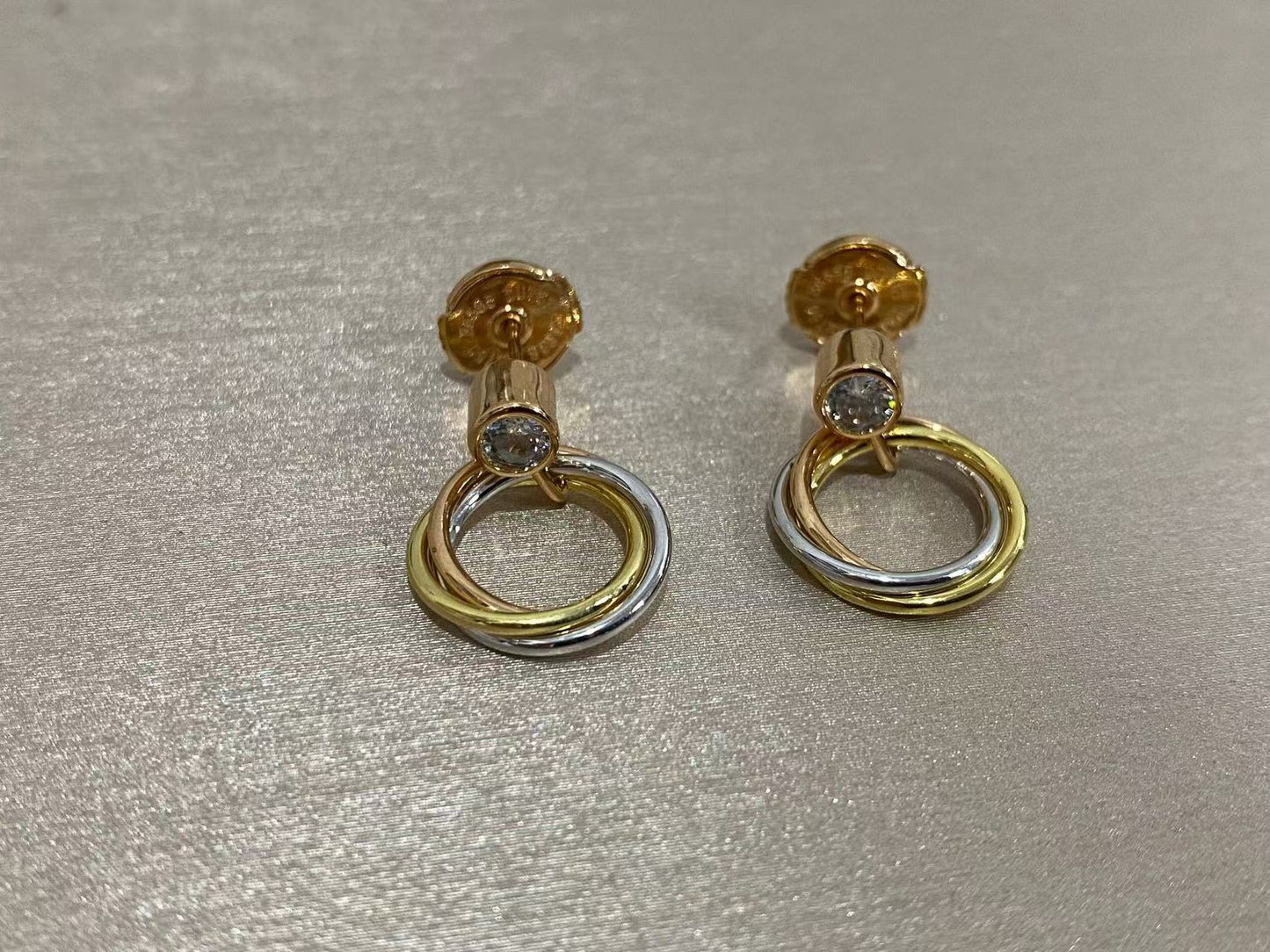 ¡®SpriteJewelry¡¯Interlocking Three‑Band Diamond Drop Earrings