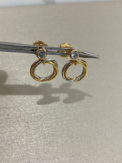 ¡®SpriteJewelry¡¯Interlocking Three‑Band Diamond Drop Earrings