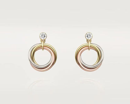 ¡®SpriteJewelry¡¯Interlocking Three‑Band Diamond Drop Earrings