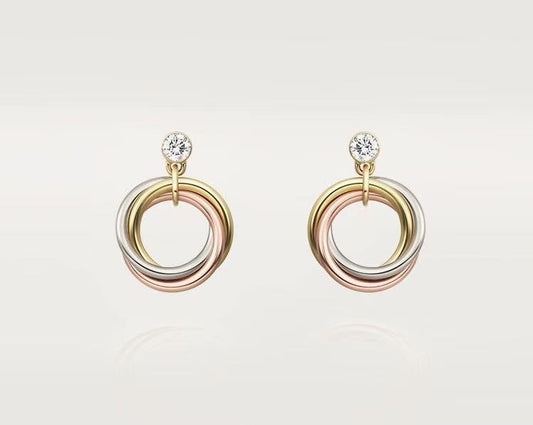 ¡®SpriteJewelry¡¯Interlocking Three‑Band Diamond Drop Earrings