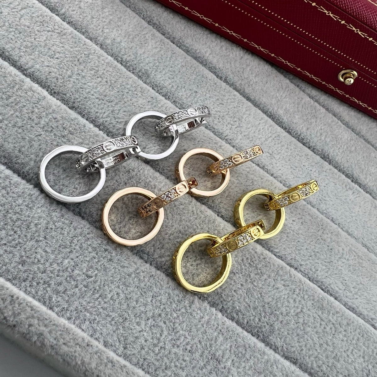 ¡®SpriteJewelry¡¯LOVE‑Collection Screw‑Motif Half‑Pavé Double‑Hoop Earrings