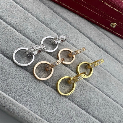 ¡®SpriteJewelry¡¯LOVE‑Collection Screw‑Motif Half‑Pavé Double‑Hoop Earrings
