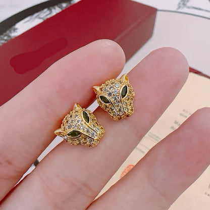 ¡®SpriteJewelry¡¯Full‑Pavé Diamond Panther‑Head Stud Earrings（副本）