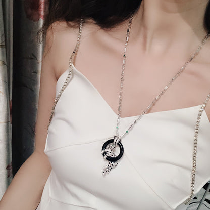 ¡®Sprite Jewelry¡¯Pave Panther Circle Pendant Necklace