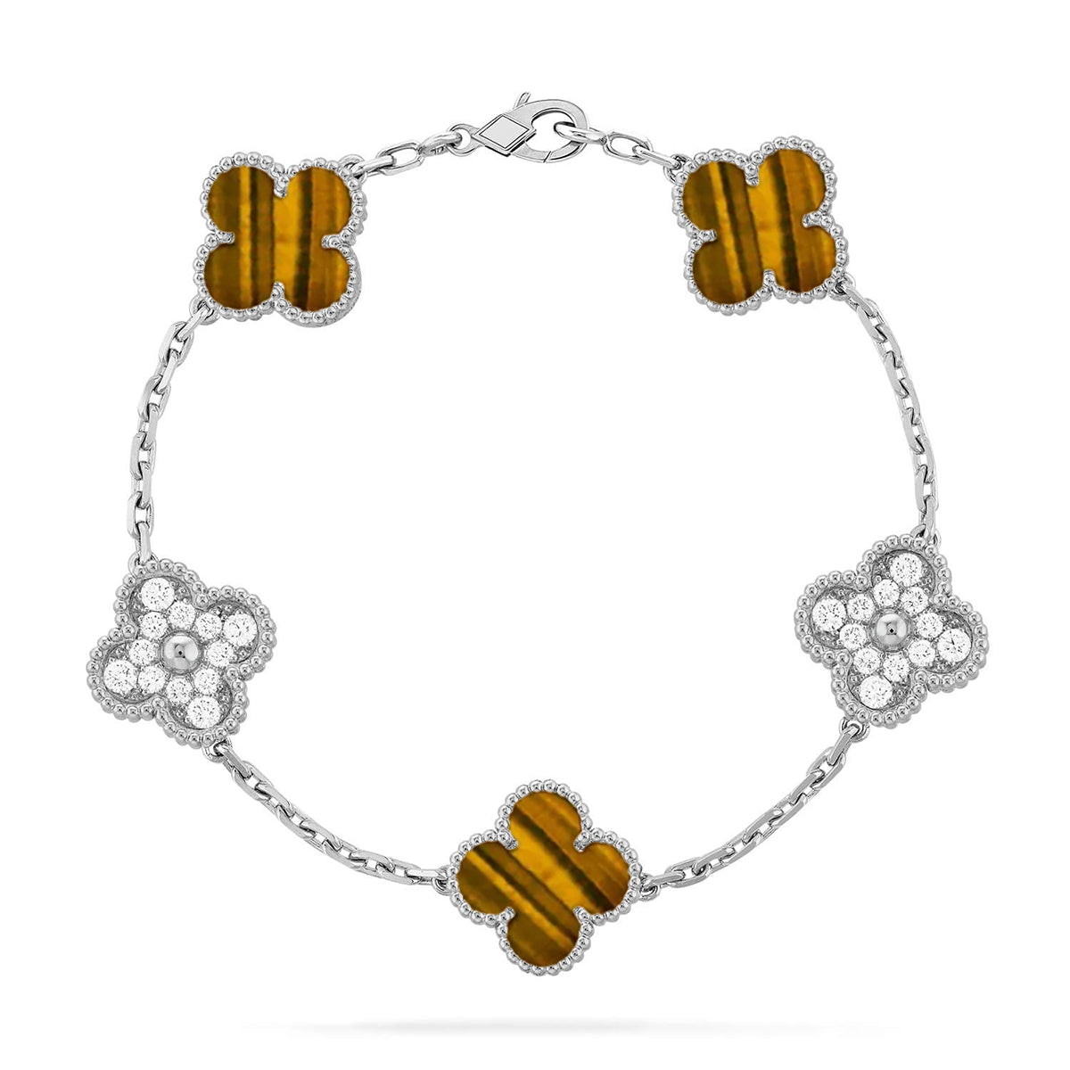 [Sprite Jewelry]New  CLOVER 5 MOTIFS TIGER EYE BRACELET COLLECTION