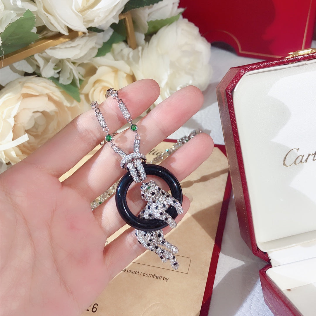 ¡®Sprite Jewelry¡¯Pave Panther Circle Pendant Necklace