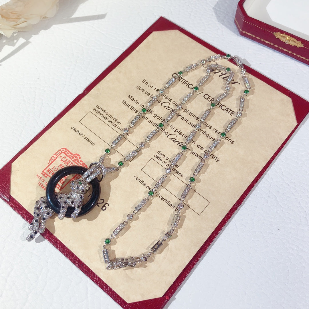 ¡®Sprite Jewelry¡¯Pave Panther Circle Pendant Necklace