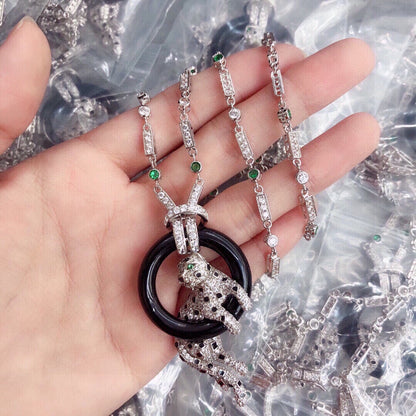¡®Sprite Jewelry¡¯Pave Panther Circle Pendant Necklace