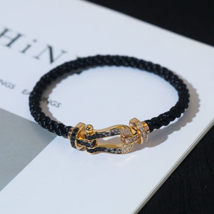 ¡®Sprite Jewelry¡¯FORCE LARGE HORSESHOE BLACK WHITE DIAMOND BRACELET SILVER
