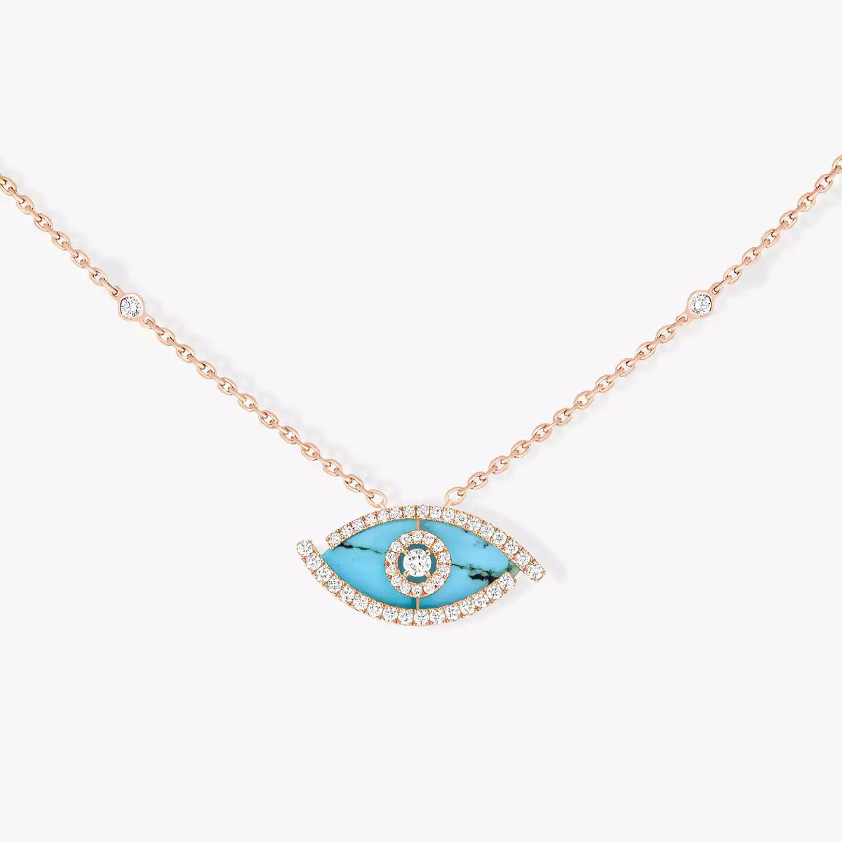 [Sprite Jewelry]Lucky Eye Diamond Necklace in Rose Gold and Turquoise