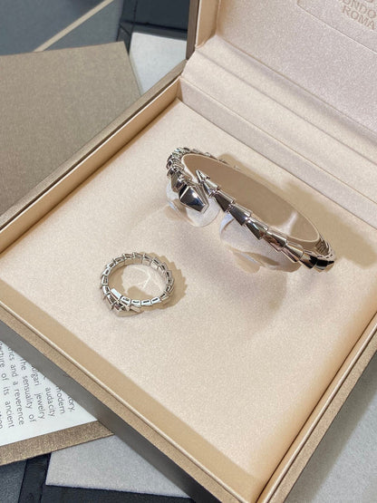 [Sprite Jewelry]Viper Silver No‑Diamond Snake Bracelet